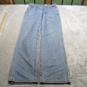 Cinch Jeans Mens 33X35‎ Light Wash Cotton Denim Zip Fly Cut Hems Straight Leg